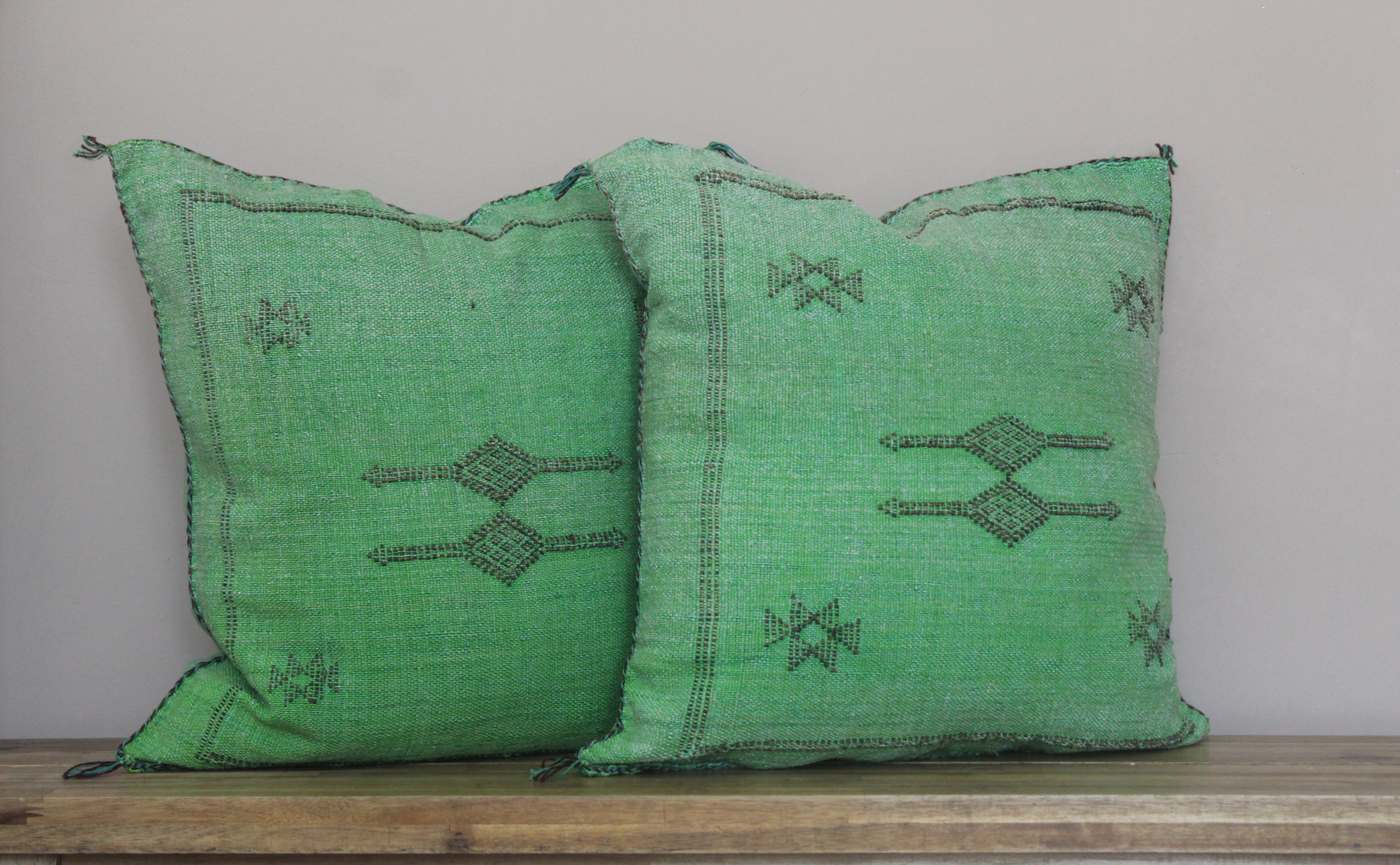 Cactus Silk Cushion Covers – Emerald Green