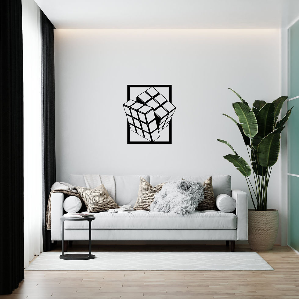 Thumbnail: Geometric Wall Art Decor – Laser Cut Rubik's Cube Design
