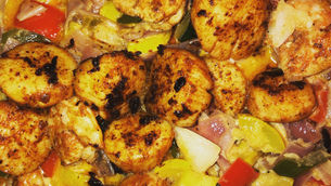 Blackened Seafood with Cajun BBQ Sauce