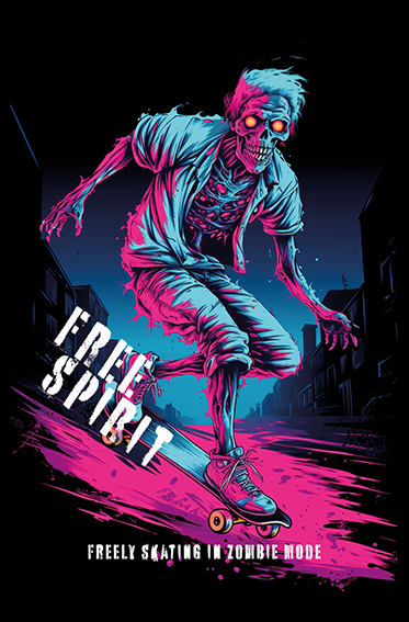 Küçük resim: Free Spirit zombie tshirt design