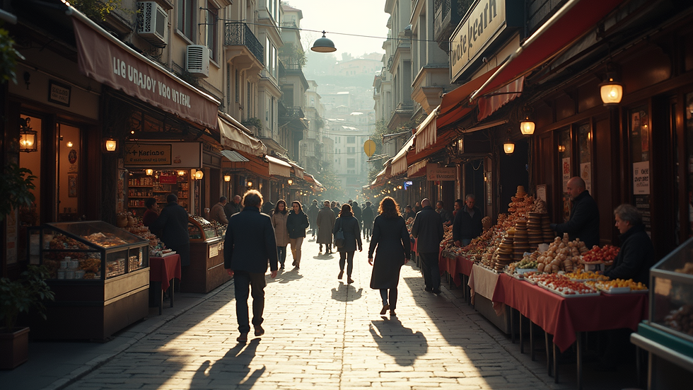 High angle view of a bustling real estate market in Istanbul