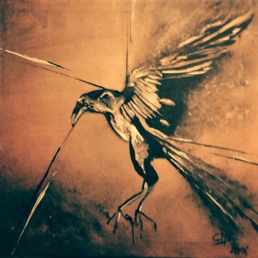 Christina Sanna Art_Fantasy_Krähe Acryl auf Leinwand/ 50x50cm
