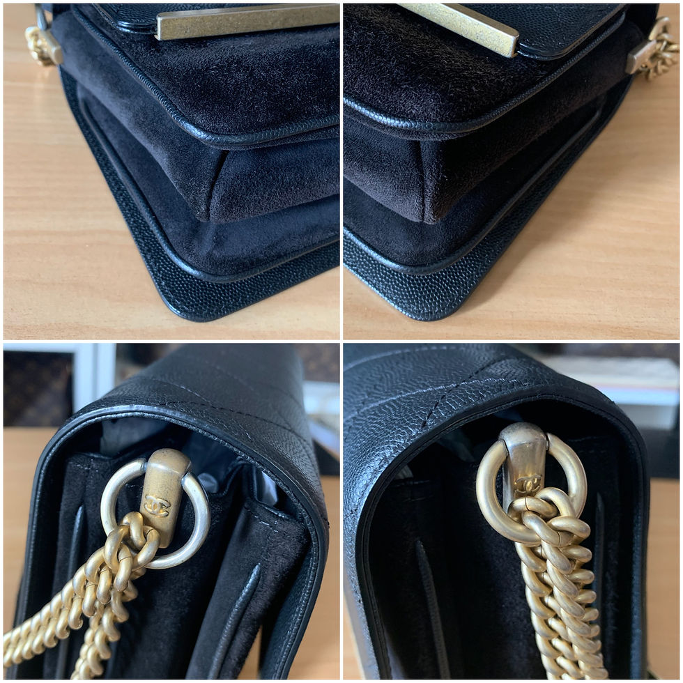 Thumbnail: Chanel Lady Coco Flap Suede Caviar Leather Bag