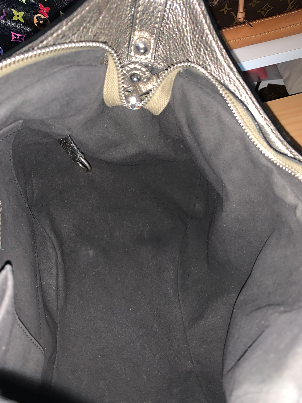 Thumbnail: Louis Vuitton Argent Monogram Mahina Leather XS Bag