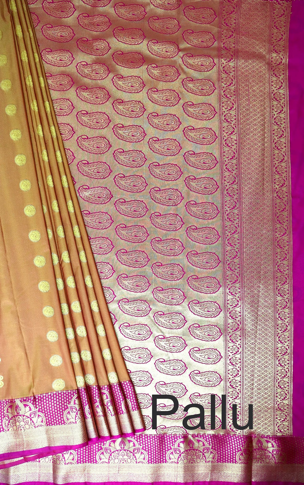 Thumbnail: Light Brown Silk Saree with contrast pink blouse