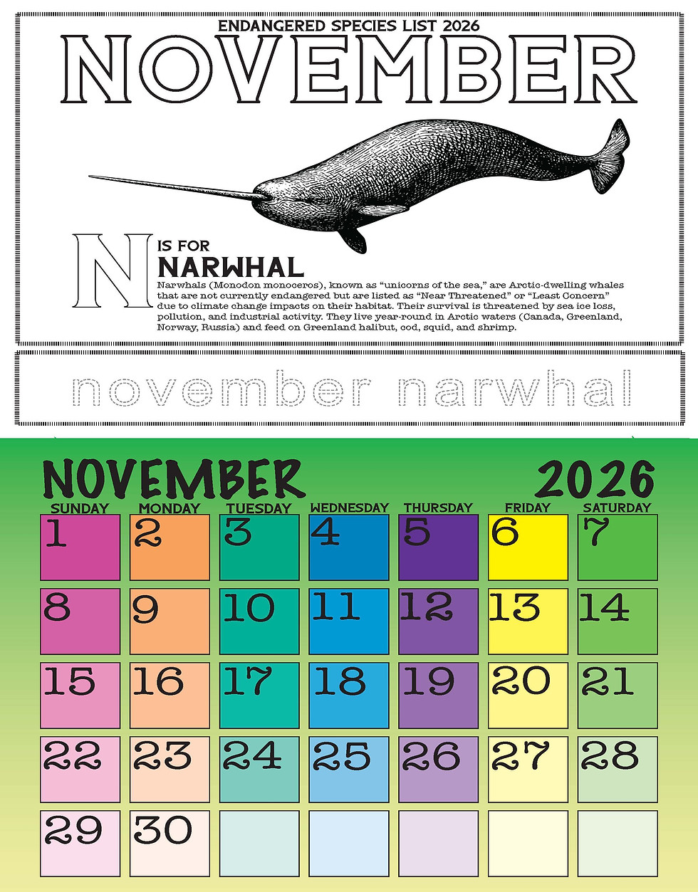 Thumbnail: 2026 Kids Learn The Calendar Digital Download Poster format 11x17 in.