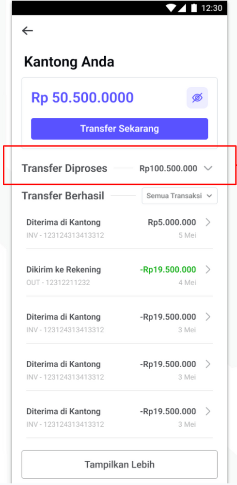 Informasi Transaksi Aktif