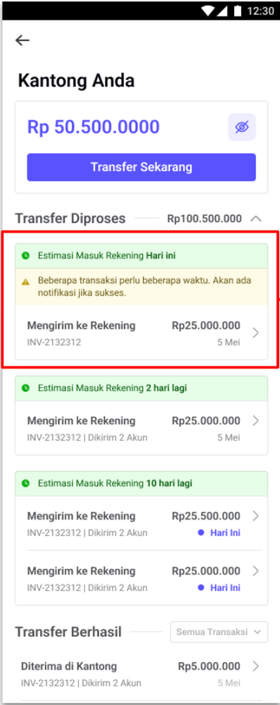Melihat detail transaksi