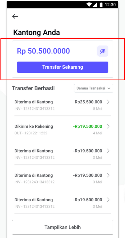 Lihat jumlah uang masuk