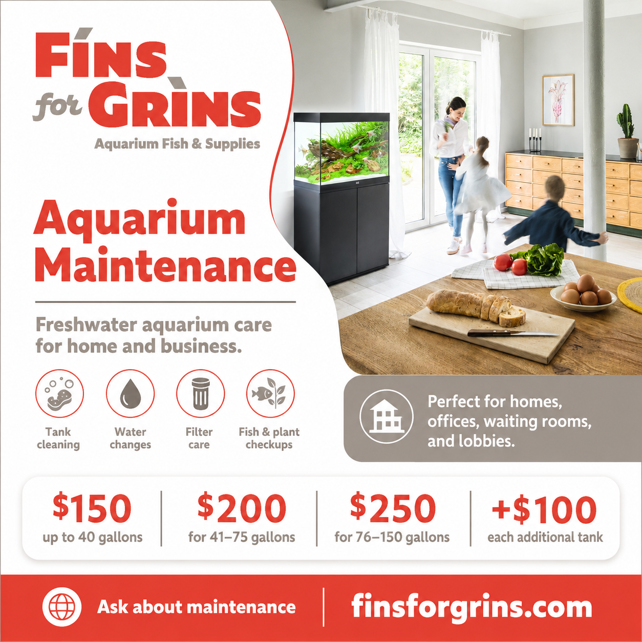 Aquarium maintenance service from Fins For Grins