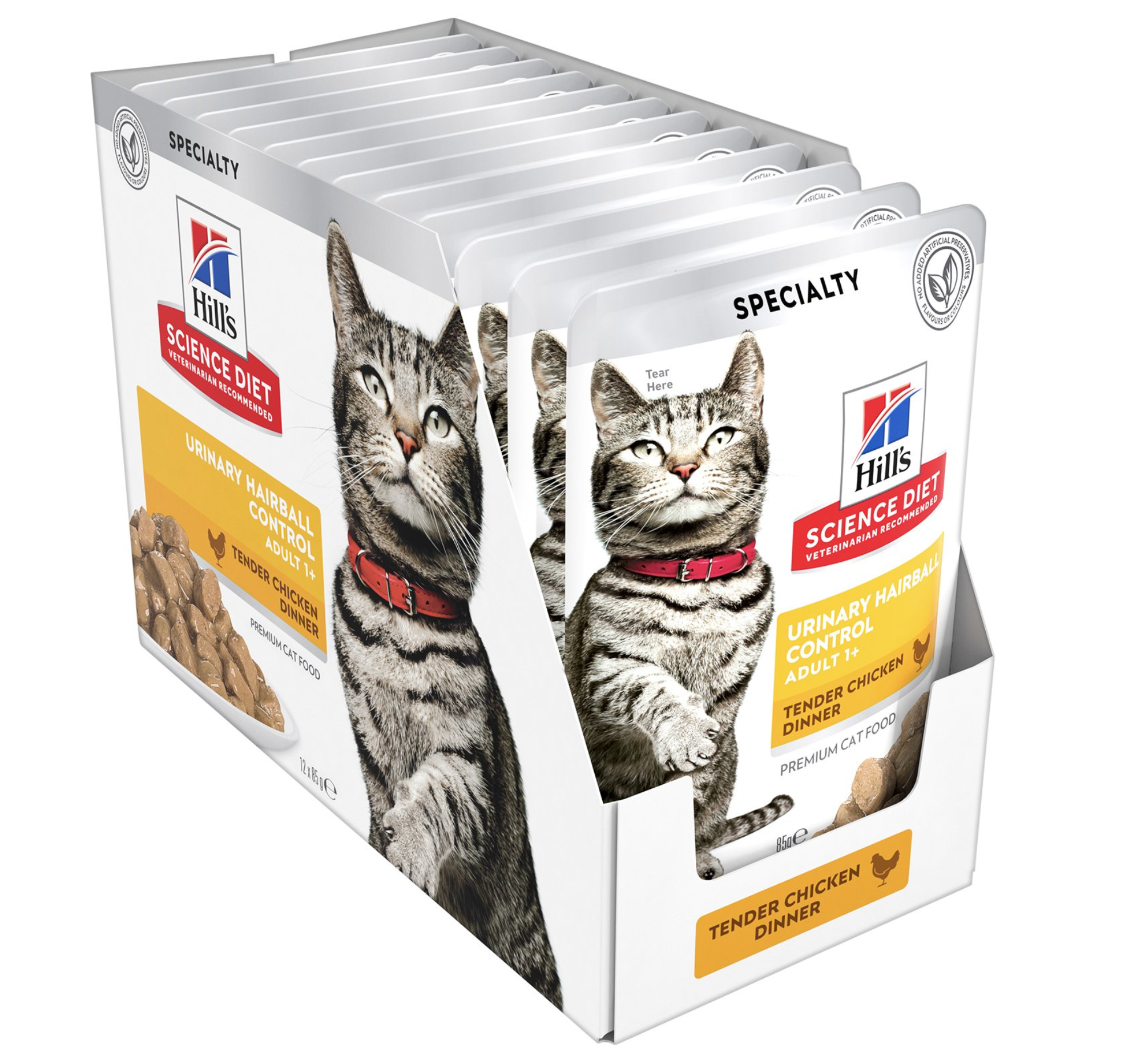 Hill's Cat Food Pouch Adult Urinary Hairball Control Chicken - 85g
