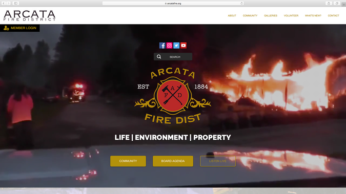 Arcata Fire District: Arcata Fire District is a fire protection and emergency services agency in Northern California!  This is an informational website that details the fire department's profile.

Please note:  SIX50 Productions does not manage this website and there has been modifications by Arcata Fire District after transfer of ownership.