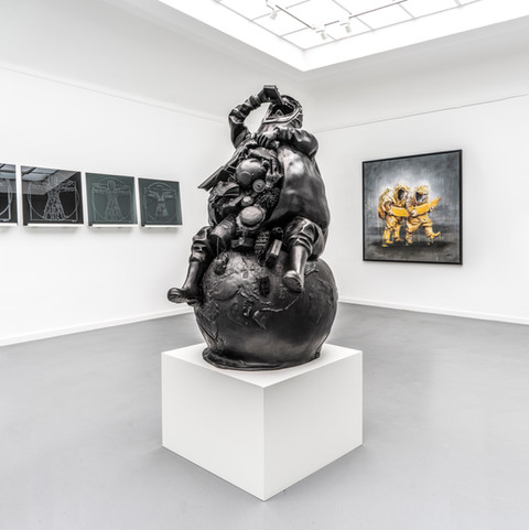 Hazfat - bronze, 1,4m -  Bronze sculpture of a Hazmat eating human waste