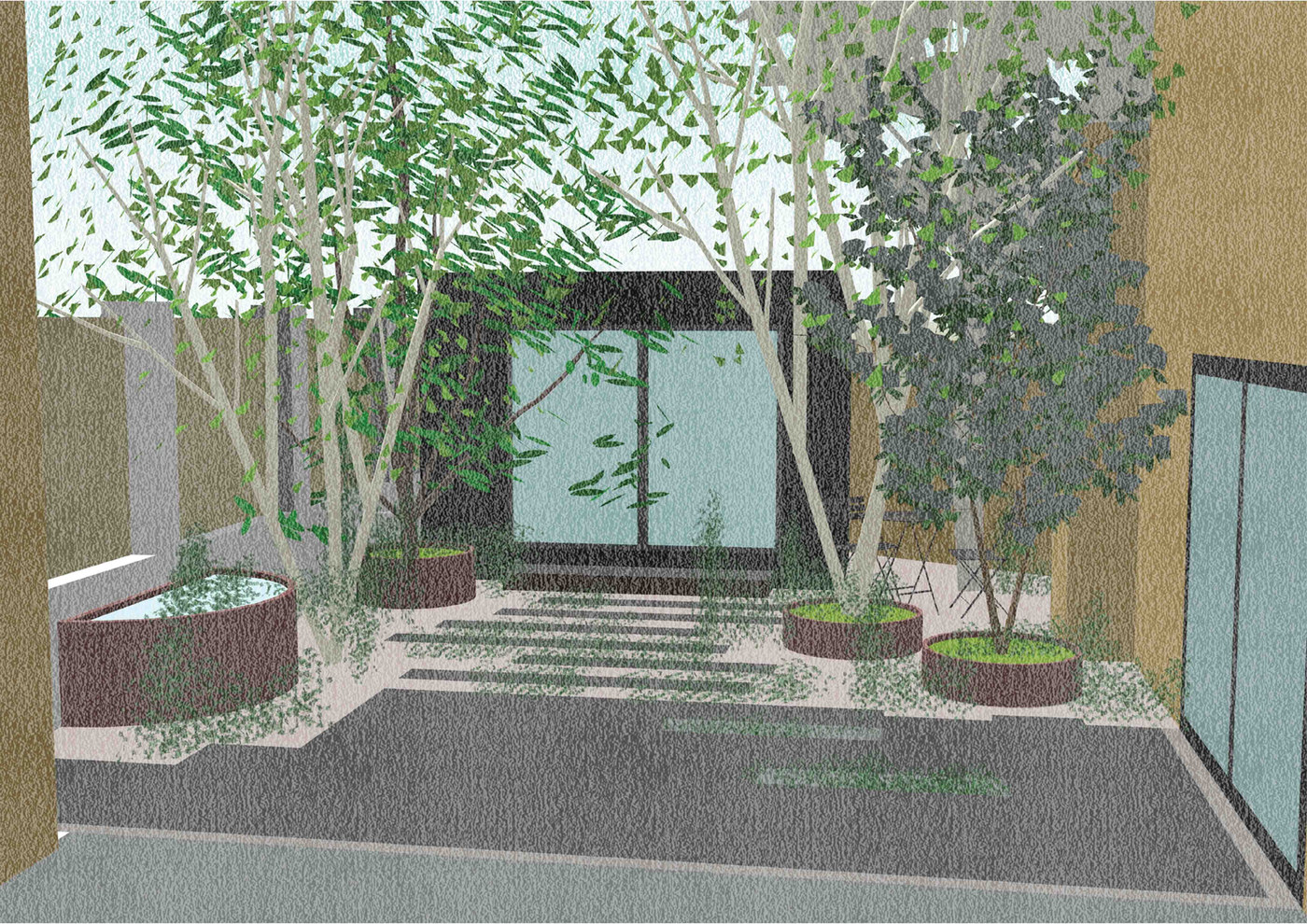 Garden design drawing by Patchworks Gardens