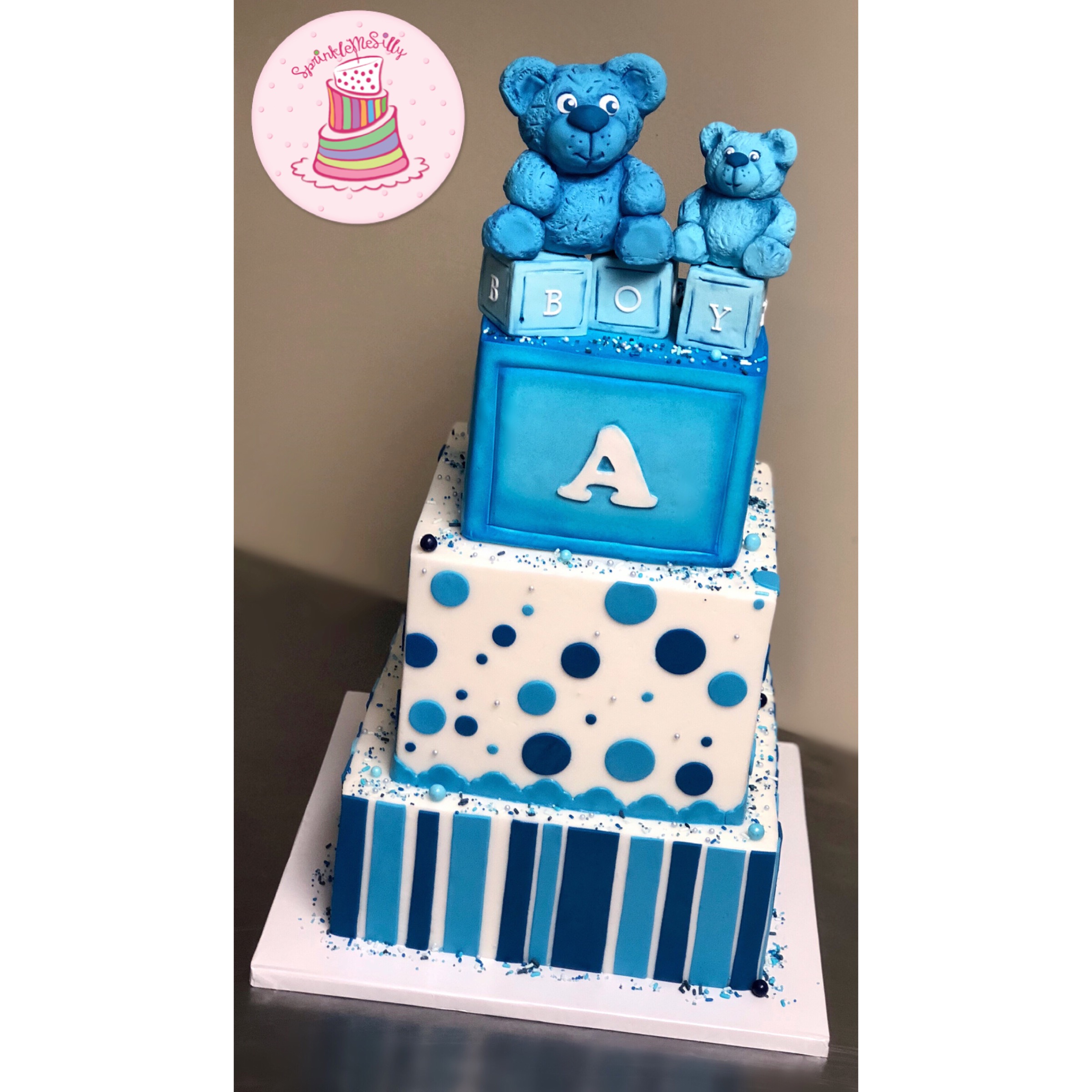 Teddy Bear Baby Shower Cake - Sprinkle Me Silly photo