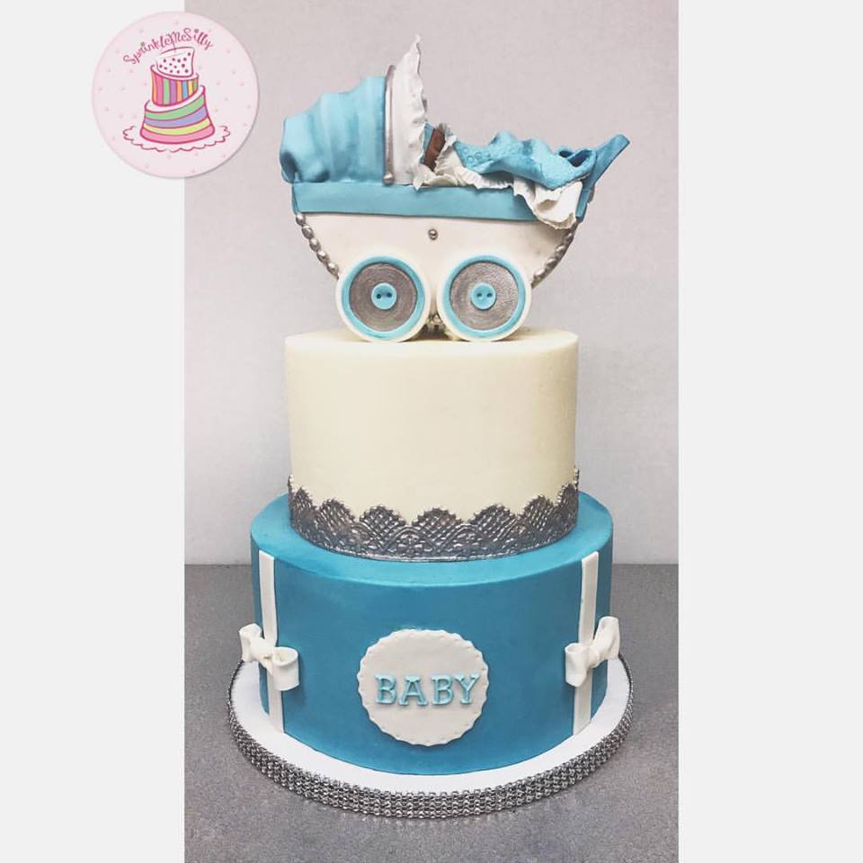 Baby Carriage Baby Shower Cake - Sprinkle Me Silly photo