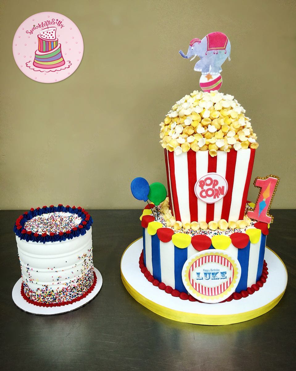Circus Cake w/Smash Cake - Sprinkle Me Silly photo