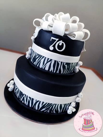 Elegant Zebra 70th Birthday Cake - Sprinkle Me Silly photo