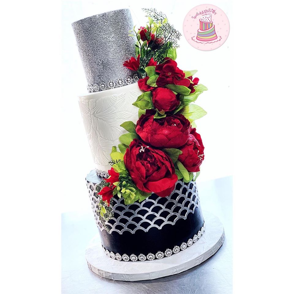 Silver, Black, White Classic Cake - Sprinkle Me Silly photo