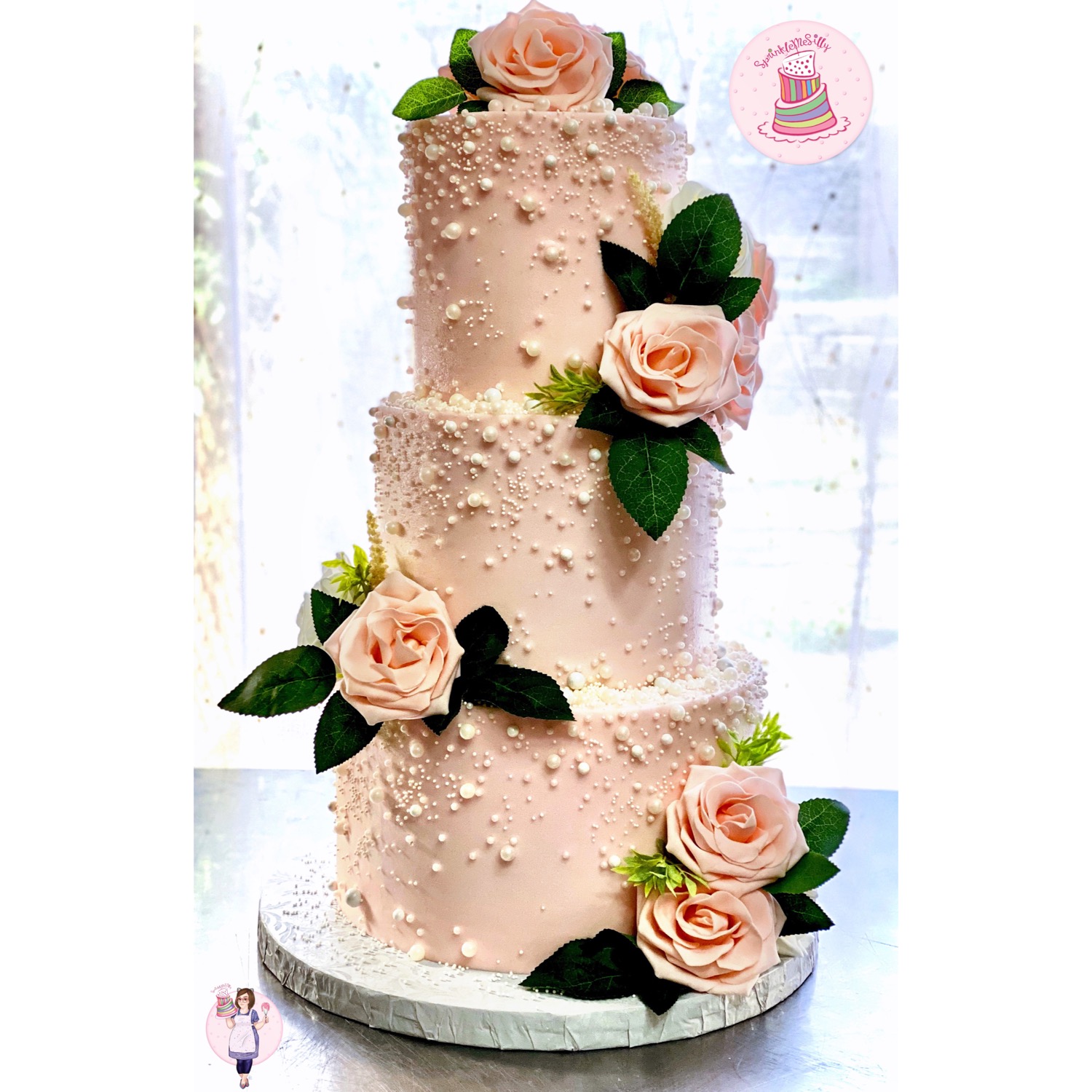 Classic Pearl Wedding Cake - Sprinkle Me Silly photo