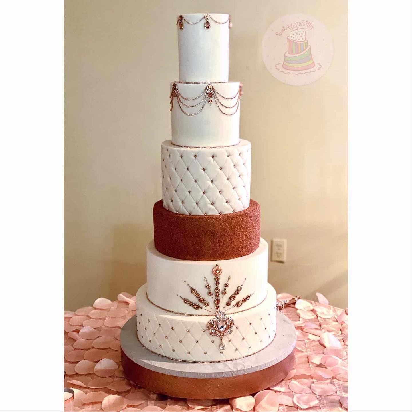 Classic Rose Gold Themed Wedding Cake - Sprinkle Me Silly photo