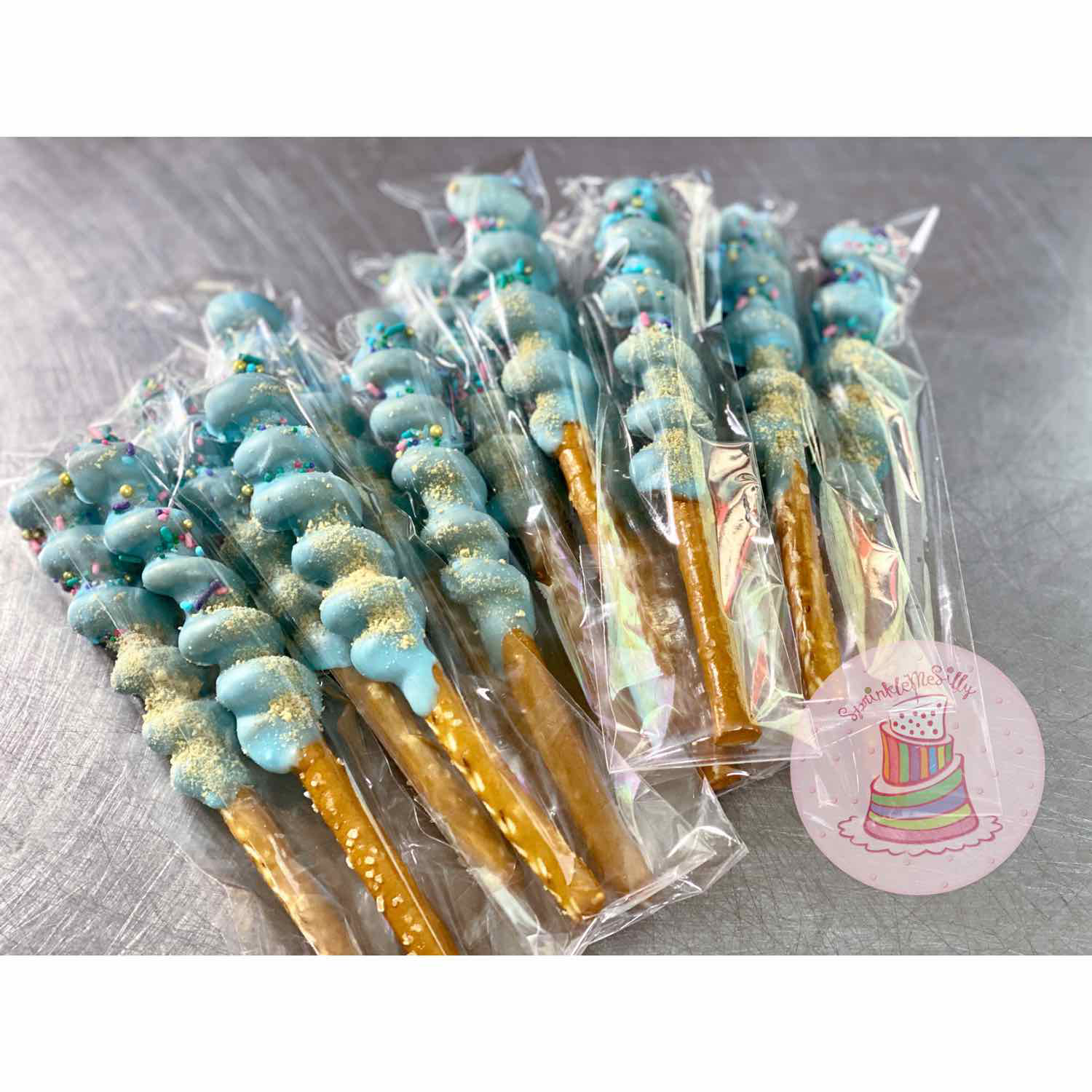 Beach Themed Twisted Pretzel Rods - Sprinkle Me Silly photo