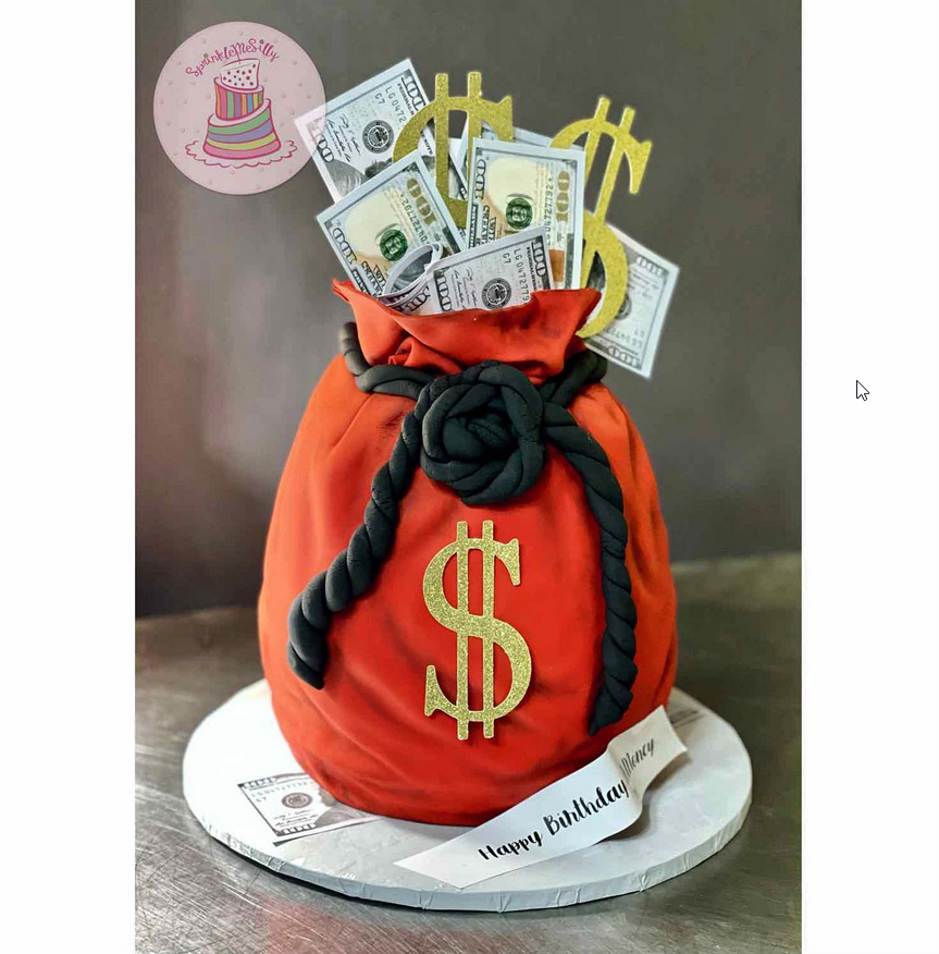 Red Money Bag Cake - Sprinkle Me Silly photo