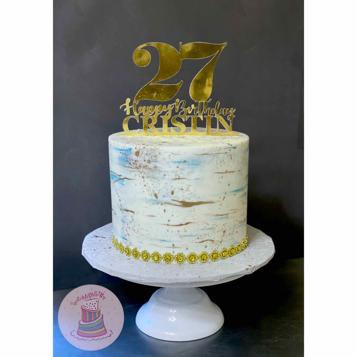Marbled Buttercream Birthday Cake - Sprinkle Me Silly photo