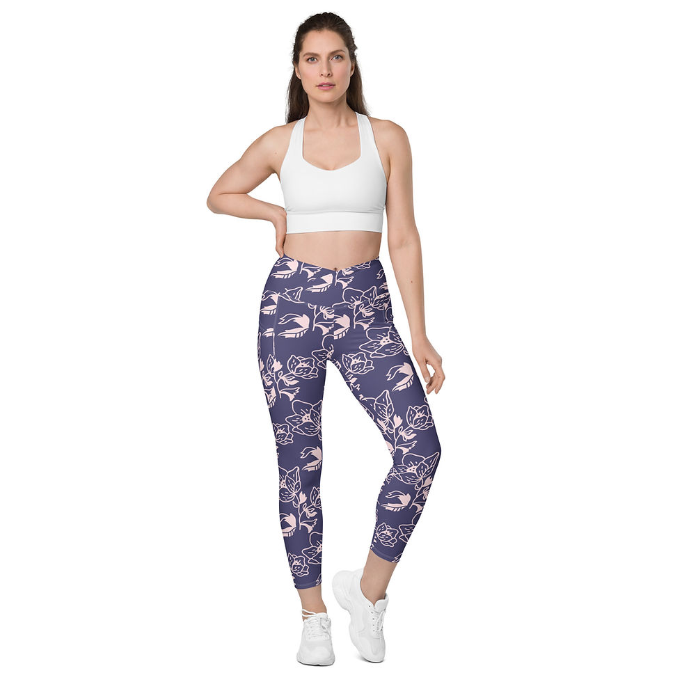 Thumbnail: Crossover leggings with pockets floral print