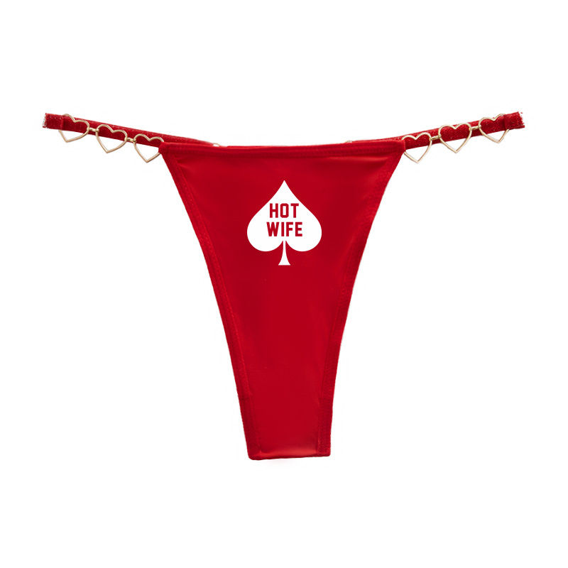 Thumbnail: HOT WIFE Queen of Spade Thong with Heart straps
