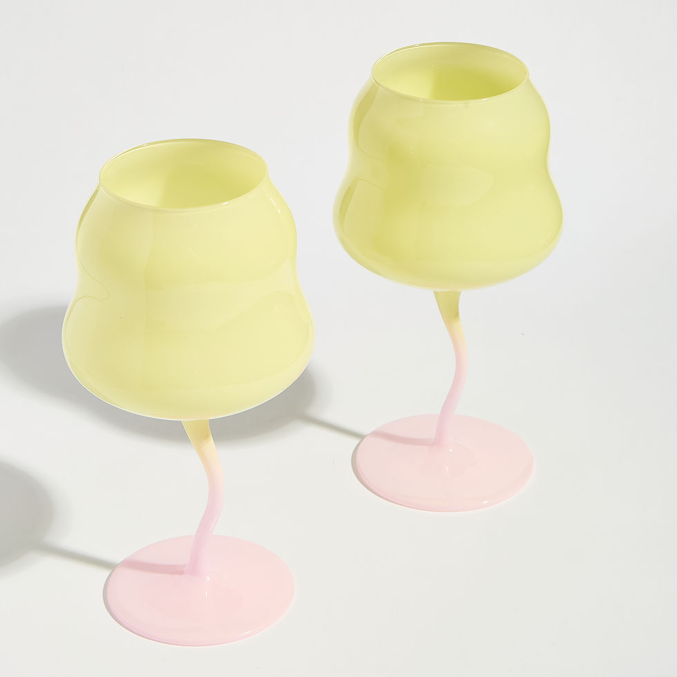 Thumbnail: Retro Wine Glass - Yellow & Pink