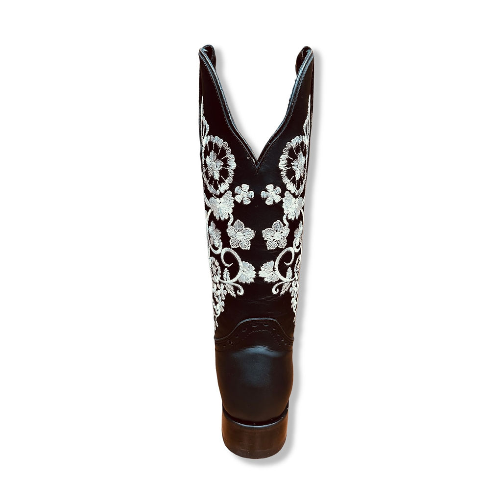 Thumbnail: FLORAL EMBROIDERY  COWGIRL BOOTS- BLACK