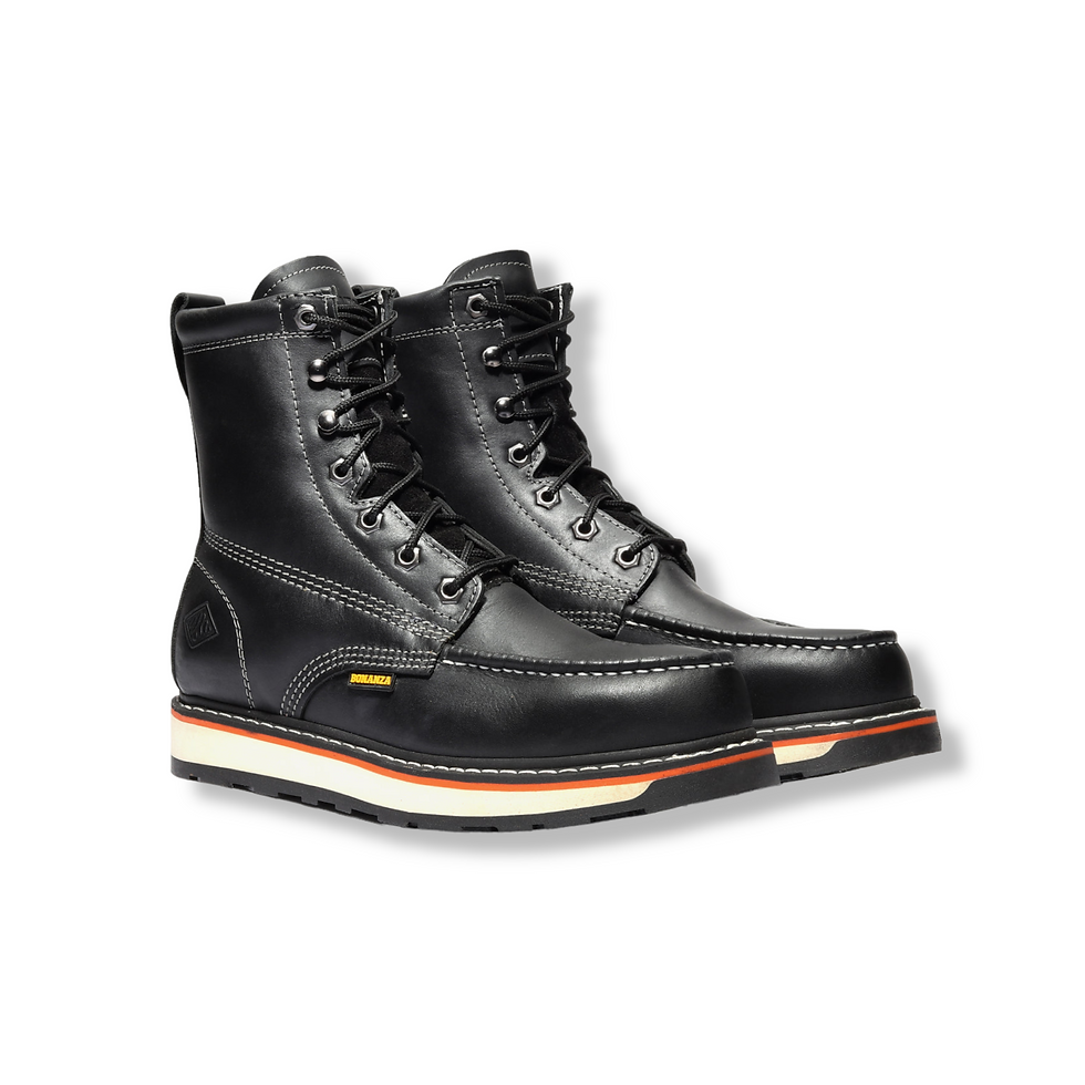 Thumbnail: BONANZA 8" MOC TOE LACE-UP WORK BOOTS -BLACK