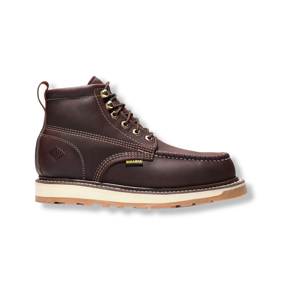 BONANZA MOC TOE LACE-UP WORK BOOTS -BURGUNDY