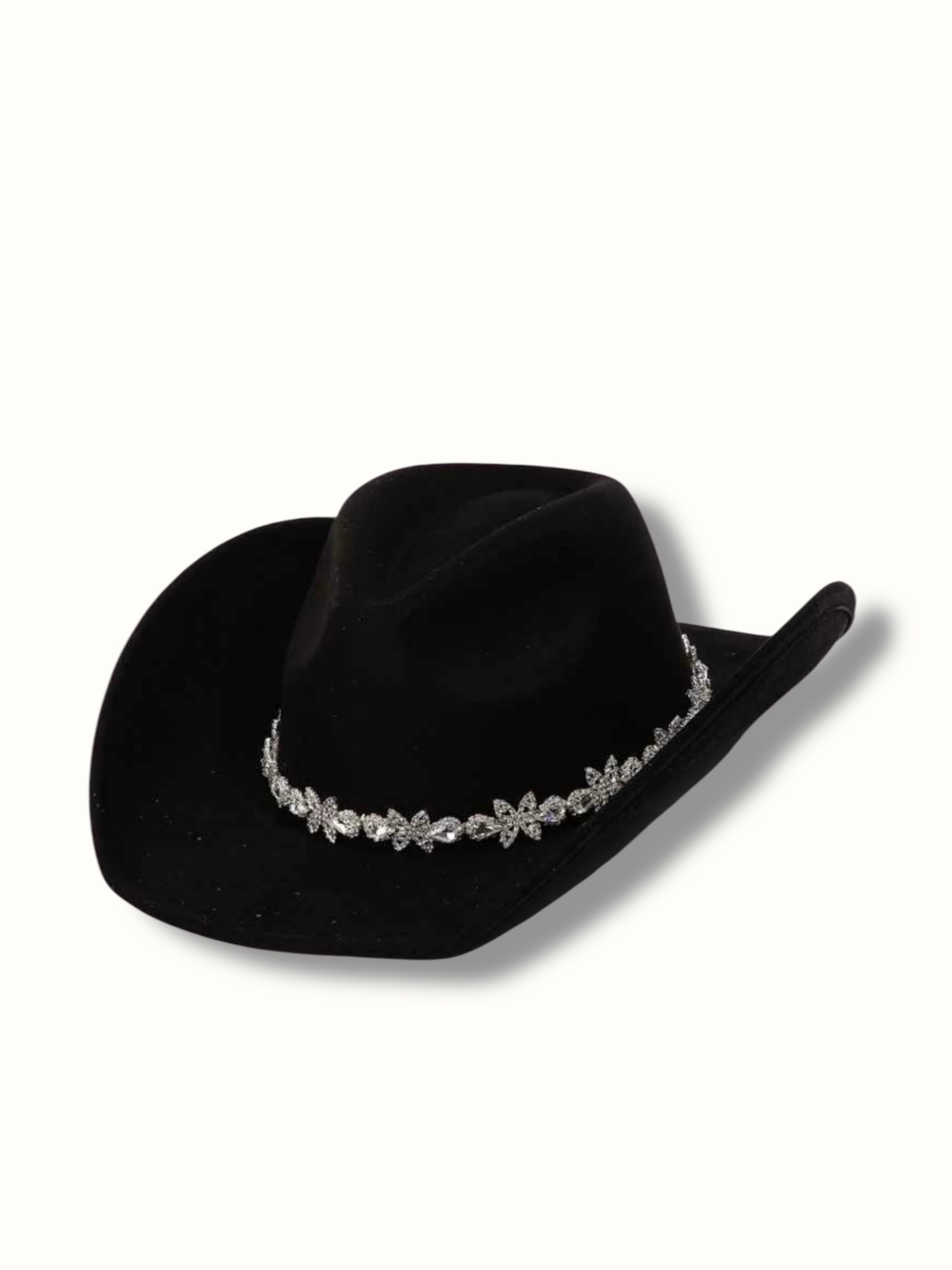 BUTTERFLY FAUX SUDE WESTERN HAT BLACK