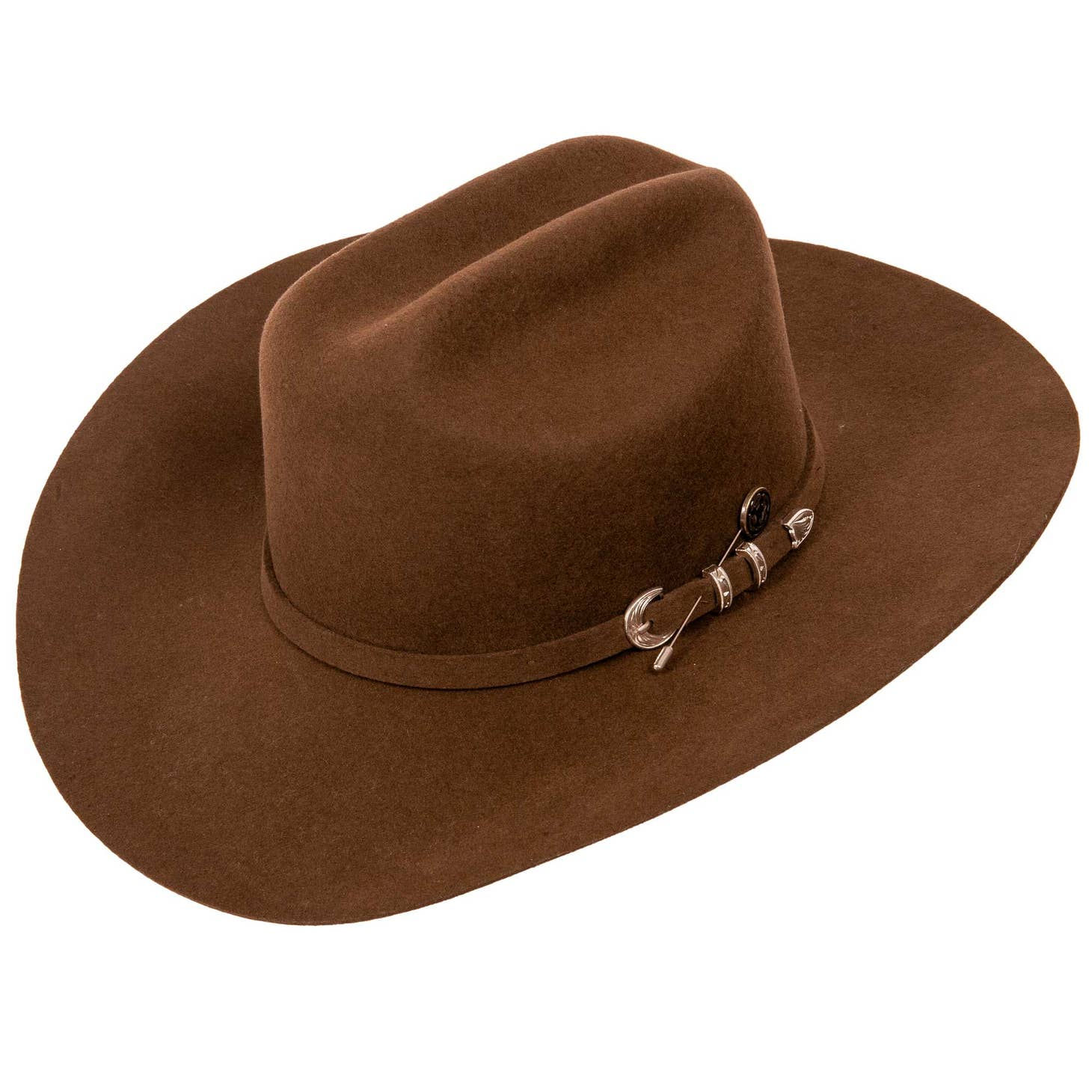 Cattleman - Mens Felt Cowboy Hat - Western Hat Band (BROWN)
