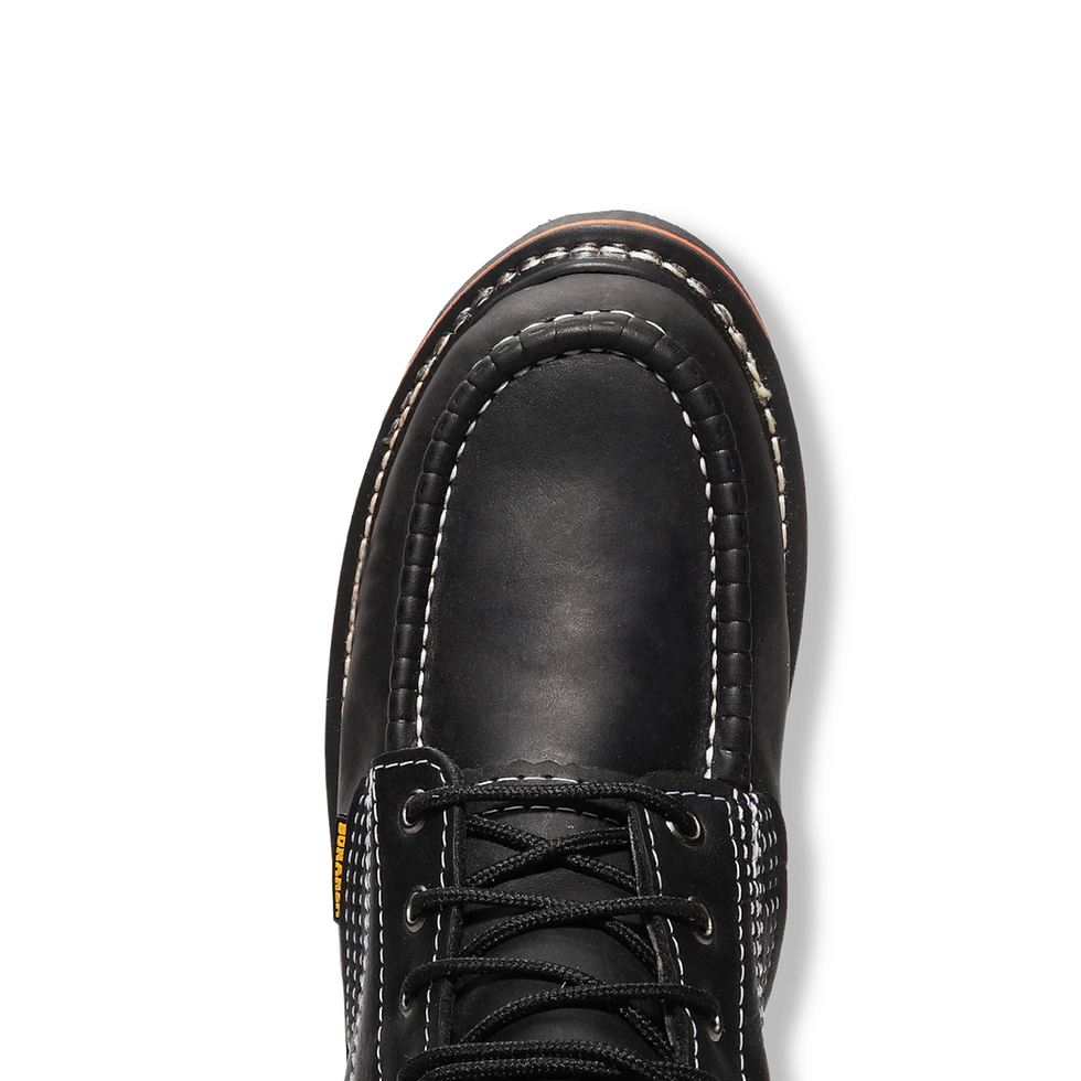 Thumbnail: BONANZA MOC TOE LACE-UP WORK BOOTS (STEEL TOE) -BLACK