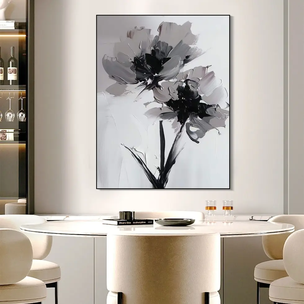 Floral Abstract Minimalist Expression Acrylic Art