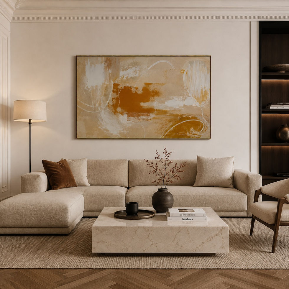 Hand Painted Beige Minimalist Canvas Art