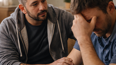 A peer support specialist offers a comforting presence, providing understanding and empathy to someone in distress