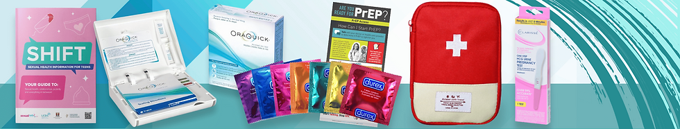 Close-up view of harm reduction educational materials and naloxone kits