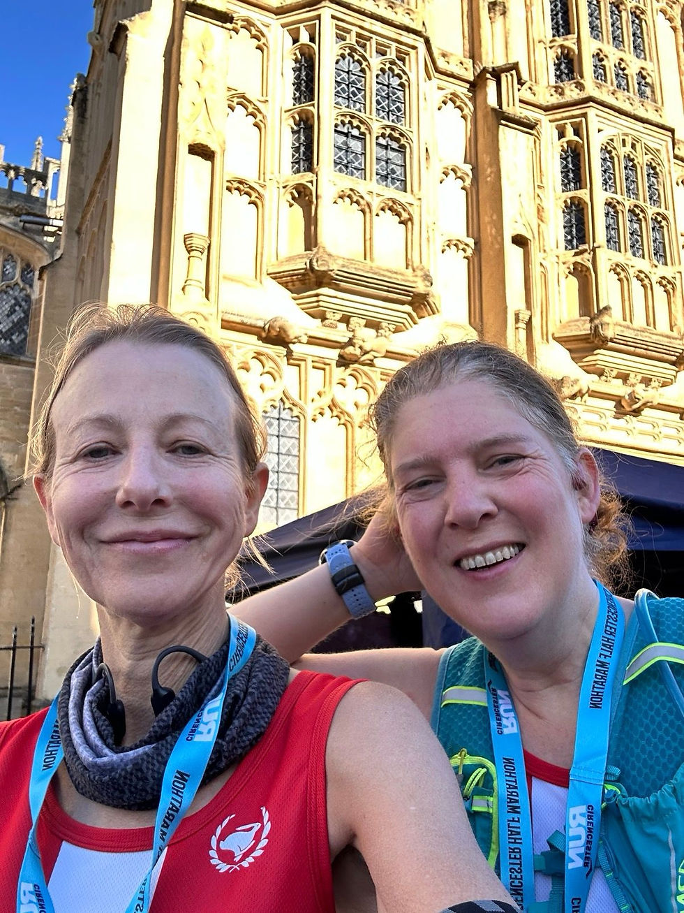 Jos Randall with sub 2-hr Susanna Austin, 1st Ciren HM 021125