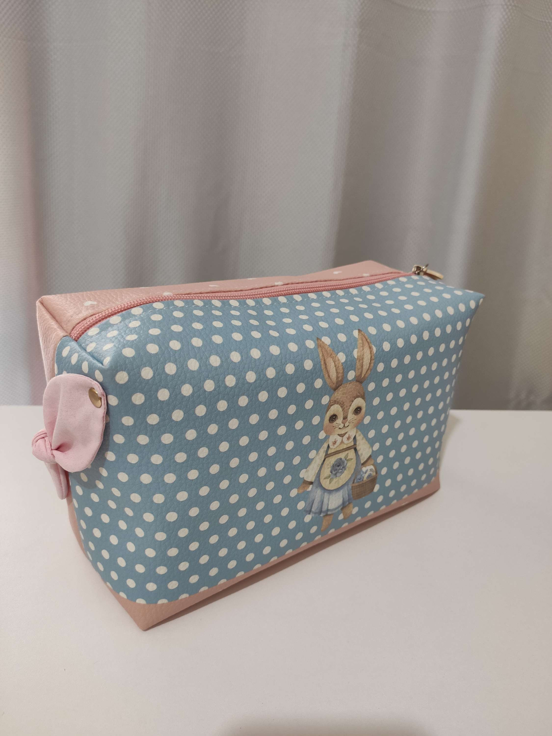 Necessaire Box Coelhinha Poa azul