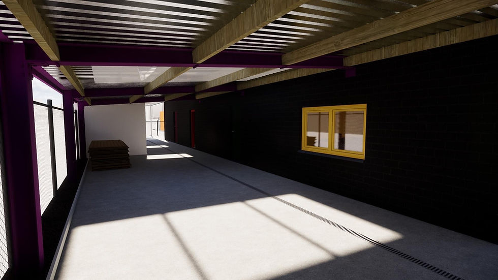 Bouwtekening Chiro Tiboe Wieze overdekt gedeelte gebouw