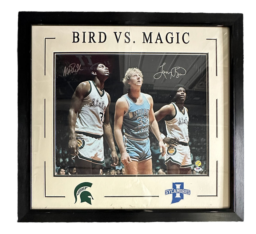 Larry Bird vs Magic Johnson in College Autographed