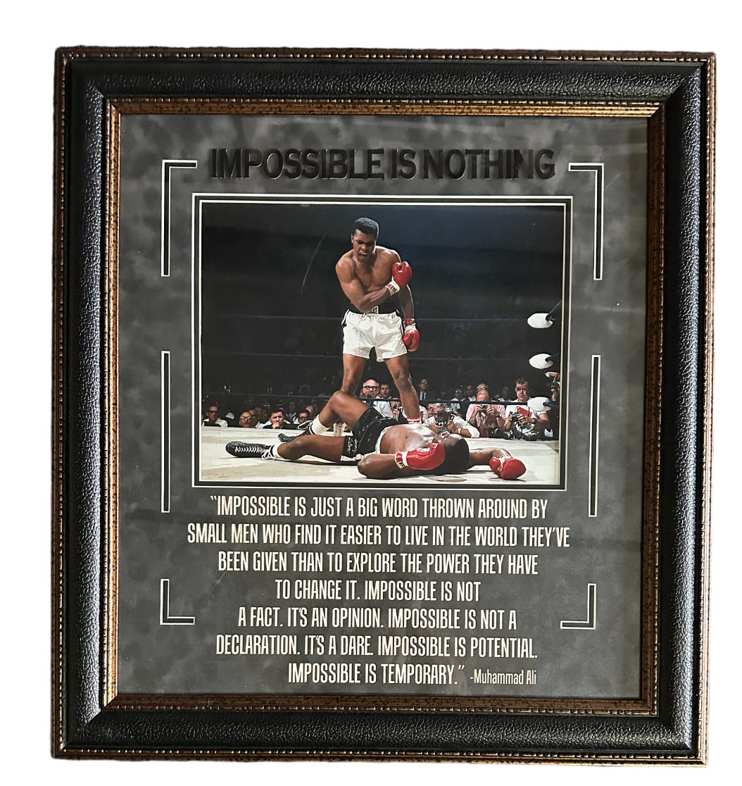 Boxing Legend Muhammad Ali "Impossible is Nothing" Quote Framed Photo