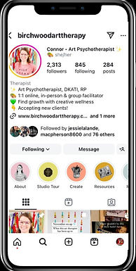 Instagram Homepage for Birchwood Art Therapy