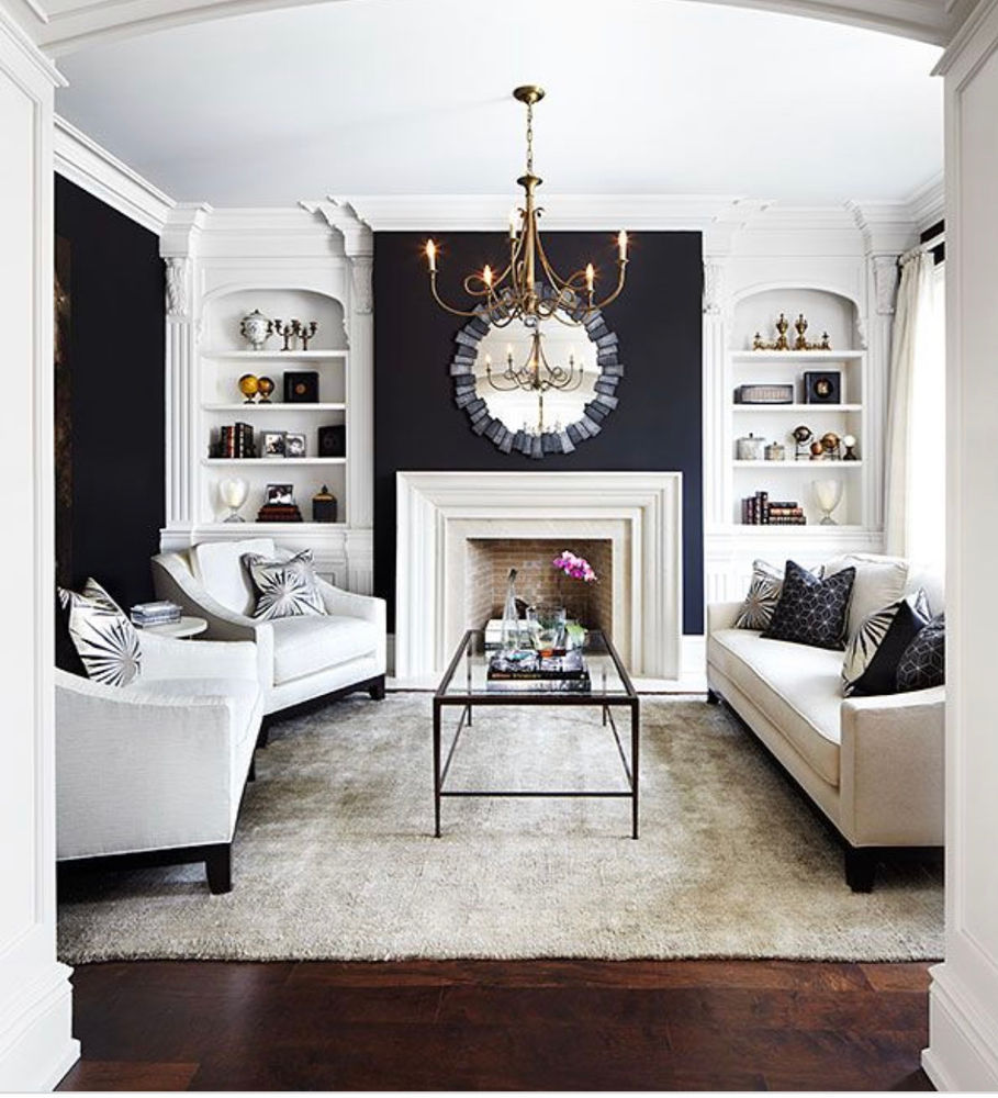 Classic Black, White and Gold Living Room Design