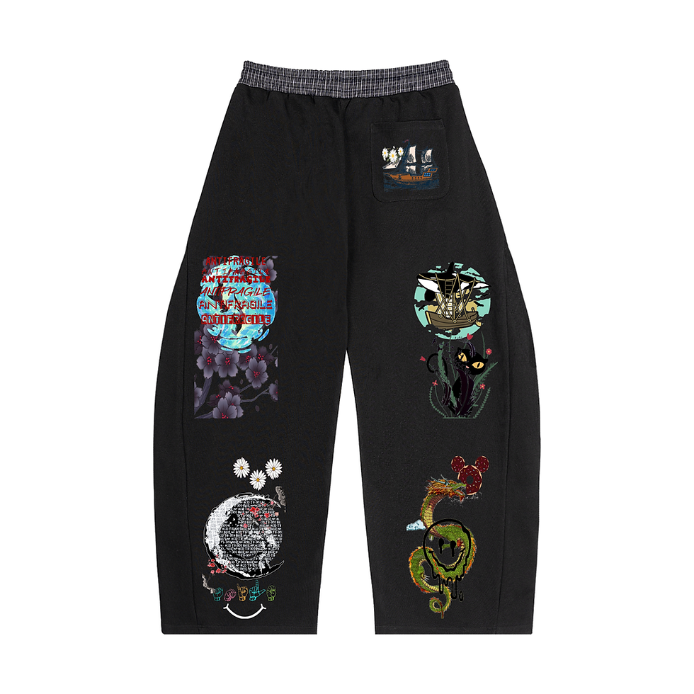 Thumbnail: Plaid Waistband Barrel Sweatpants GT