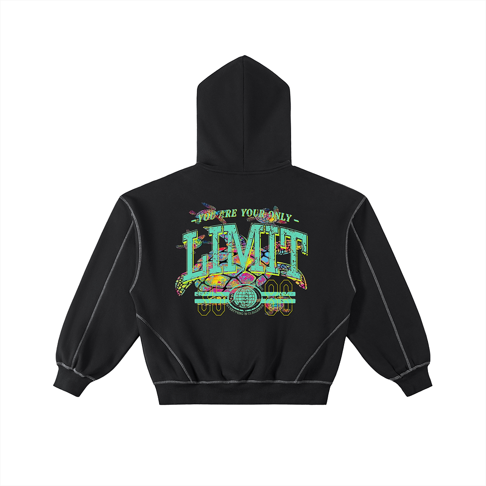 Thumbnail: Contrast-Stitched Boxy Fleece Zip Hoodie